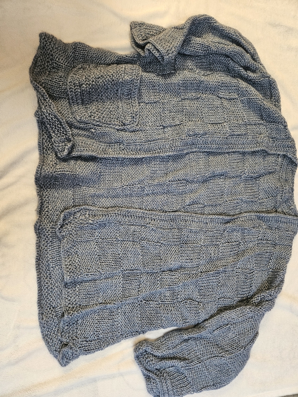 Chunky Blue Knit Open Cardigan